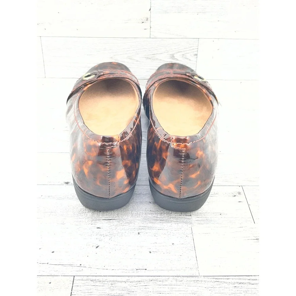 Clarks Collection Brown Tortoise Shell Patent Flats Shoes‎ 26103331 Women 8M